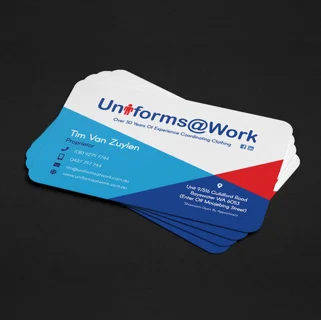 Uniforms at Work business card design and printing